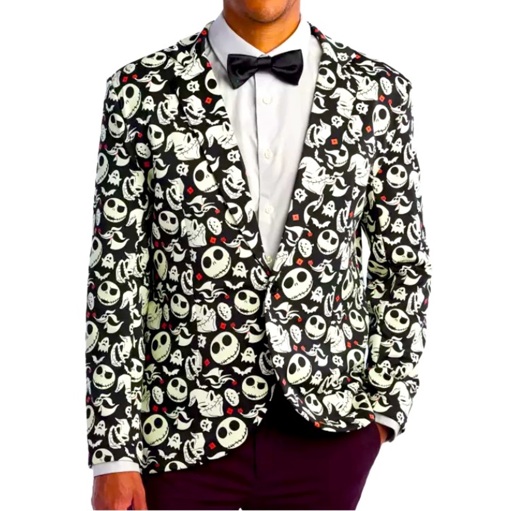 Disney Jack Skellington Nightmare Glow-in-Dark Jacket & Light-Up Tie - S/M NWT